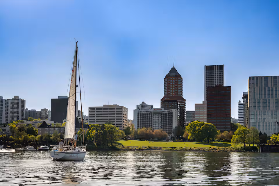 Boat tour under Portland's iconic Fremont Bridge