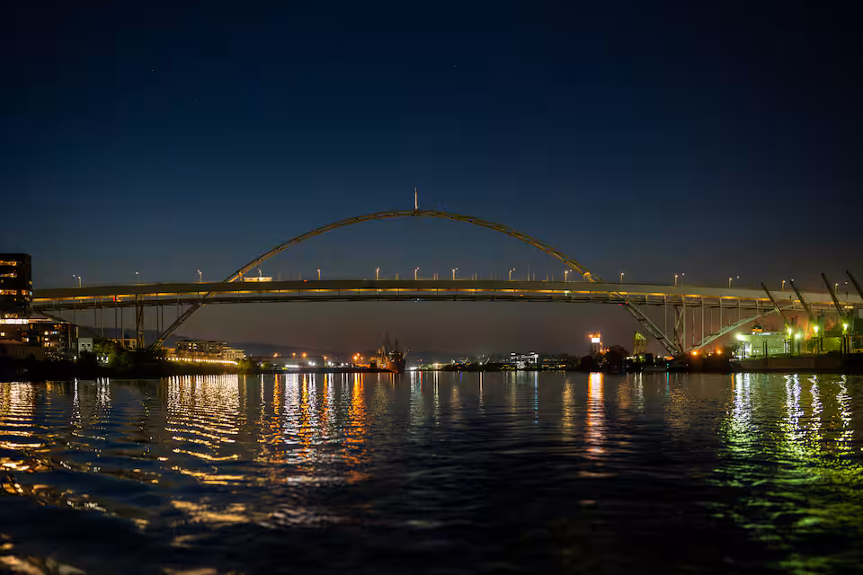 Boat tour under Portland's iconic Fremont Bridge
